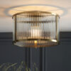 Ridgeton 1 Light Flush Antique Brass Plate & Clear Ribbed Glass