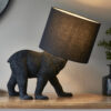 Barack Bear 1 Light Table Matt Black & Black Fabric