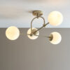 Matt Antique Brass Plate & Opal Glass Semi flush Light