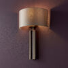 Brushed Bronze Finish & Mink Satin Fabric Wall Light