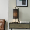 Matt Black & Black Fabric Table Light