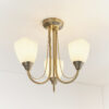 Haughton 3 Light Semi Flush Antique Brass Plate & Opal Glass