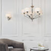 Fiennes 5 Light Pendant Chrome Plate & Vintage White Fabric