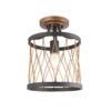 Heston 1 Light Flush Matt Black & Rustic Bronze Paint