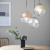 Paloma 1 Light Pendant Copper & Clear Ribbed Glass