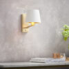 Harvey 1 Light Wall Brushed Satin Gold Finish & Vintage White Fabric