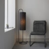 Matt Black & Black Fabric Floor Light