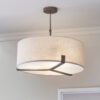 Hayfield 3 Light Pendant Brushed Bronze Finish & Natural Linen