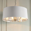 Harvey 3 Light Pendant Bright Nickel Plate & Vintage White Fabric