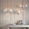 Harvey 5 Light Pendant Bright Nickel Plate & Vintage White Fabric