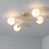 Otto 4 Light Semi Flush Satin Brass Plate & Opal Glass