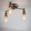 Hal 3 Light Semi Flush Aged Pewter & Aged Copper Plate