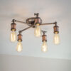 Hal 5 Light Semi Flush Aged Pewter & Aged Copper Plate