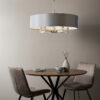 Matt Nickel Plate & Grey Fabric Pendant Light