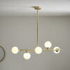 Satin Brass Plate & Gloss White Glass Pendant Light