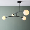 Textured Matt Black & Gloss Opal Glass Semi flush Light