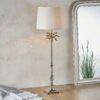 Leaf Tall & Mia 1 Light Table Polished Nickel Plate & Natural Linen