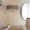 Highclere 3 Light Pendant Bright Nickel Plate & Charcoal Fabric