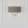 Highclere 2 Light Wall Bright Nickel Plate & Charcoal Fabric