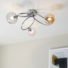 Ellipse 3 Light Semi Flush Chrome Plate With Pink, Champagne & Grey Tinted Glass