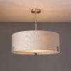 Hayfield 3 Light Pendant Satin Nickel Plate & Grey Fabric