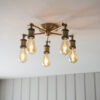 Hal 5 Light Semi Flush Antique Brass Plate