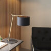 Matt Brass Plate & Black Cotton Fabric Table Light