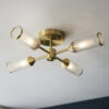 Satin Brass Plate With Clear & Frosted Glass Semi flush Light