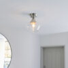 Bright Nickel Plate & Clear Glass Semi flush Light