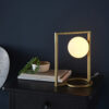 Brushed Gold Finish & Gloss Opal Glass Table Light