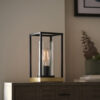 Sand Black And Satin Brass Plate With Clear Glass Table Light