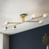 Satin Brass Plate & Clear/Frosted Glass Semi flush Light