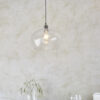 Bright Nickel Plate & Clear Hammered Glass Pendant Light