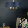 Cristin 4 Light Pendant Satin Brass With Navy Shade