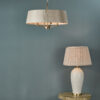 Cristin 4 Light Pendant Antique Brass With Taupe Shade