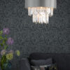 Halle 6 Light Pendant Grey Shade & Crystal