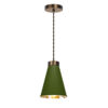 Hyde 1 Light Pendant Antique Brass Finished In Juniper Green And Antique Brass Inner