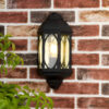 Tenby Outdoor Wall Light Black Glass IP43