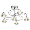 Luther 6 Light Semi Flush Polished Chrome Crystal