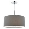 Ronda 3lt Pendant Grey Faux Silk Shade 40cm