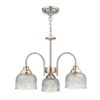 Wharfdale 3 Light Pendant Satin Chrome & Copper Textured Glass