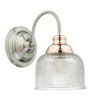 Wharfdale Wall Light Satin Chrome, Copper & Glass